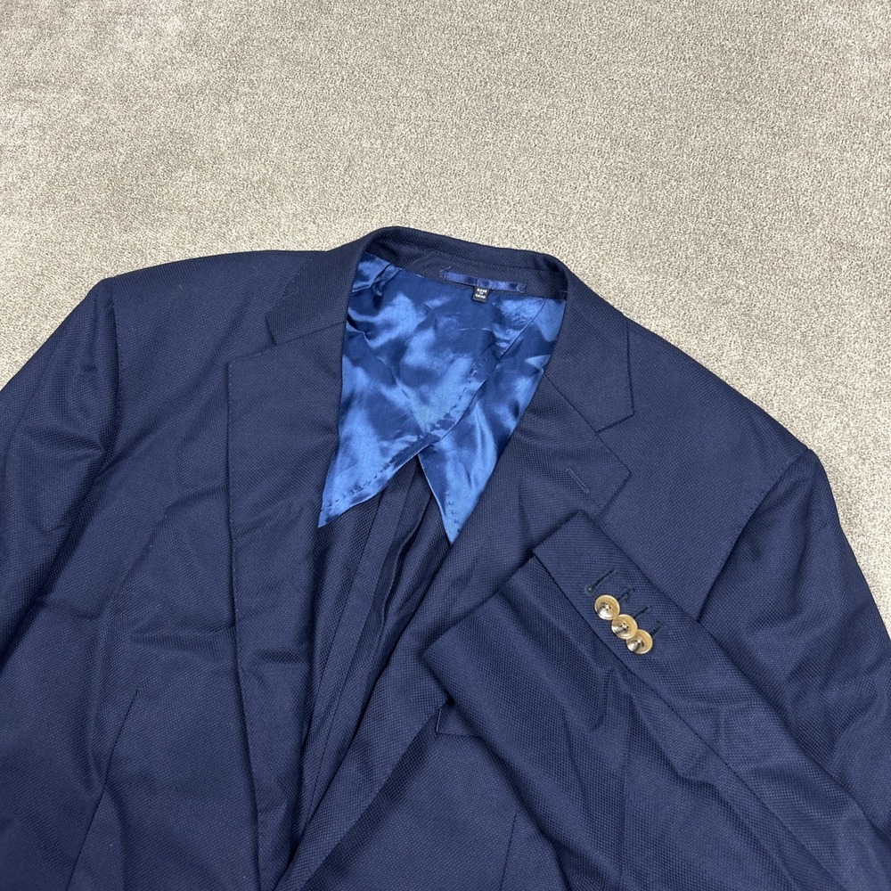 Atelier Munro Blazer Mens 44 Blue Wool Sport Coat Summer Business Textured
